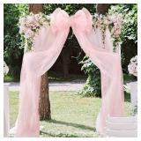 Wavwavw Giant Bow Decor Oversized Big Bows Decoration for Room Wall Backdrop 75x18 Inch Ribbon Tie for Wedding Valentines Day Birthday Party Baby Shower Supplies(Pink,Tulle)