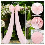 Wavwavw Giant Bow Decor Oversized Big Bows Decoration for Room Wall Backdrop 75x18 Inch Ribbon Tie for Wedding Valentines Day Birthday Party Baby Shower Supplies(Pink,Tulle)
