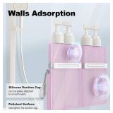 YOTIME 4in1 Travel Bottles Set, Vacuum Silicone Suction Cup for Smooth Walls, TSA Approved Leak Proof Travel Size Containers for Toiletries, Shampoo, Body Wash and Conditioner, Pink - Retail: $19