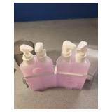 YOTIME 4in1 Travel Bottles Set, Vacuum Silicone Suction Cup for Smooth Walls, TSA Approved Leak Proof Travel Size Containers for Toiletries, Shampoo, Body Wash and Conditioner, Pink - Retail: $19