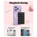 amBand Magnetic Sticky Phone Suction Grip for MagSafe, Removable for Wireless Charging, Durable Magnet Silicone Portable Mount Stand for iPhone 12 13 14 15 16 17 Series, Hands-Free Video/Selfie, Black