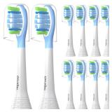 GERAGER Toothbrush Heads Compatible with Philips Sonicare C3 C2 G3 A3 W2 Replacement Heads, 10 Pack Brush Heads Compatible with Philips Sonicare Snap-On Toothbrush Handles, White - Retail: $13
