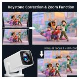 Mini Projector, Portable Projector 4K & Full HD 1080P Support, 270Â° Rotation Outdoor Projector, Movie Projector Compatible with Smartphone, TV Stick, Laptop, PS4, HDMI, USB (No WiFi or Bluetooth) -