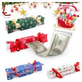 Vodolo 4PCS Christmas Money Box for Cash Gift Pull,Funny Surprise Box Money Gift Box for Kids Adults with 80 Transparent Bags,Exploding Money Roll Pull Pouch,Creative Ways to Give Money Gifts - Retail