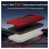 DuiDuiQ Designed for Samsung Galaxy S23 FE Case with Magnetic Ring Stand [Compatible with Mag-Safe][Military Grade Drop Protection][Build in Kickstand] Galaxy S23 FE Phone Case 6.4\",Red - Retail: $28