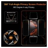 OneFish 2 Pack Privacy Screen Protector for iPhone 16 Pro Max - 4-Way 360Â° Anti-Spy, 9H Hardness, 3D Curved Edges, Case-Friendly & Easy Installation - Retail: $21