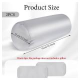 Cases Onlt 2 Packs Round Neck Pillow Case Covers, 16.1x5.9inch Cervical Neck Roll Pillow Cover Soft Round Pillow Covers with Zipper Bolster Pillowcases Silk Cylinder Pillow Case Covers for Hair & Skin