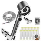 HOTIMO Filtered Shower Head with Handheld - High Pressure 3 Spray Modes Showerhead with Filters, 12 Replaceable Water Softener Filters for Hard Water | Ion Shower Drops Head with 75\" Anti-Burst Hose 