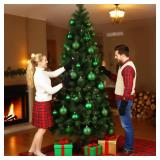 PICKBEAU 24ct Mini Christmas Balls Ornaments for Xmas Christmas Tree - Small Shatterproof Decor Hanging Ball for Holiday Wedding Party Decoration 1.18 Inch/30mm, Green - Retail: $13