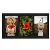 YESKAY 4x6 Collage Picture Frames, 3 Picture Frame 4x6, Rustic Black Wood Frame with Tempered Glass, 3 Opening 4 by 6 Photo Frame Wall Decor or Tabletop, 1 Pack - Retail: $19