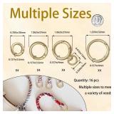 HOLAILS 16PCS Metal Spring O Ring Set, Mixed Sizes Round Carabiner Keychain Snap Hooks for Key Rings, Bags, Dog Tags, Buckle, Paracord, Lanyards, and DIY Repair Crafts (Gold) - Retail: $10