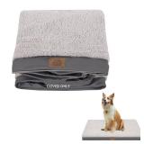 Sunheir Washable Large Dog Bed Covers Soft Plush Replacement, Waterproof Dog Bed Liner, Pet Bed Cover with Zipper 35x22x3 Inches, Grey, Cover Only - Retail: $18