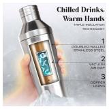 BARE BARREL Insulated Cocktail Shaker Set | Double Wall Stainless Steel | Martini Shaker for Home Bar Bartending | Built-in Drink Measure System & Strainer, Travel Bag, Recipes | Gift Set (Silver) - R