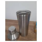 BARE BARREL Insulated Cocktail Shaker Set | Double Wall Stainless Steel | Martini Shaker for Home Bar Bartending | Built-in Drink Measure System & Strainer, Travel Bag, Recipes | Gift Set (Silver) - R