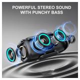 Bluetooth Speaker 6000mAh, 36H Playtime BT5.4 Portable Wireless Speaker with 24W Loud Stereo Sound, IP6 Waterproof, Portable Speaker with RGB Multi-Color Rhythm Lights for Outdoor/Home/Party as Gift -