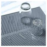 Silicone Draining Mat, 20\"x16\" Eco Friendly Dish Drying Mat Anti-Skid and Heat Insulation Pad, Sink Drainer Mat with Dense Drainage Grooves (51x41cm) - Retail: $16
