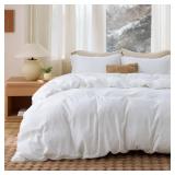 Bedsure Duvet Cover King Size - Soft Double Brushed Bedding Set for Kids & Adults, Zipper Closure, 3 Pieces, Includes 1 Duvet Cover (104\"x90\") & 2 Pillow Shams, NO Comforter, White - Retail: $26