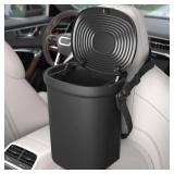 Pre Owned Garoopion Leakproof Car Trash Can, 1.9 Gallon Soft Silicone Hanging Garbage Can with Lid, Easy to Clean Vehicle Trash Bin, Suitable for Sedans, SUVs, MPVs & Trucks - Retail: $25