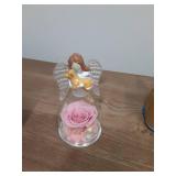 Sunia Memorial Dog Gift - Glass Angel & Dog Figurine with Real Preserved Rose, Sympathy Gifts for,Mothers Day Christmas Birthday Gift for Women Mom (Pink) - Retail: $10