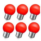 LED Red Light Bulb 15W Equivalent, 1W LED Colored Night Lights, G45 Christmas Globe Light Bulbs, Mini Edison E26 Base Bulb for Vanity Bulbs, Porch, Holiday String Fairy Mood Lights Decor, 6 Pack - Ret