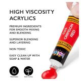 Acrylic Paint Set Canvas Art Paints 24 Colors Perfect Paint Finish (0.41oz,12 ml) With 3 Brushes - Painting Canvas, Paper, Wood, Rock, MDF, Ceramic & Fabric - Retail: $9