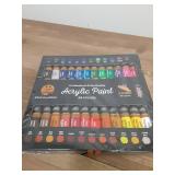 Acrylic Paint Set Canvas Art Paints 24 Colors Perfect Paint Finish (0.41oz,12 ml) With 3 Brushes - Painting Canvas, Paper, Wood, Rock, MDF, Ceramic & Fabric - Retail: $9