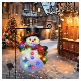 Lighted Christmas Garden Flag for Outside,8 Modes Led Snowman Yard Flags 12x18 Double Sided, Winter Outdoor Decorations for Home Porch Patio (Snowman-12x18)