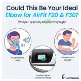 3 Packs F20 F30 Elbow Connector Compatible with ResMed Airfit F20, F30 & Airtouch F20, Replacement Elbow with Triple 360Â° Swivel & Quick-Release Technology, Snug-Fit & Leak-Free for F20 Mask CPAP U