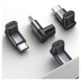 JSAUX 90 Degree USB C to USB C Adapter 4-Pack, 100W 40Gbps Data Transfer Right Angle Type-C Adapter for Steam Deck, Switch 2, ROG Ally, iPhone Air, iPhone 15/16/17 Series and More USBC Devices - Grey 