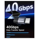 JSAUX 90 Degree USB C to USB C Adapter 4-Pack, 100W 40Gbps Data Transfer Right Angle Type-C Adapter for Steam Deck, Switch 2, ROG Ally, iPhone Air, iPhone 15/16/17 Series and More USBC Devices - Grey 