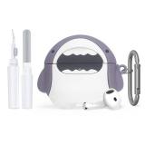 Cute Animal Anime AirPods 4 case Cover, 3D Cartoon Funny Silicone Shockproof Protective Case Compatible with AirPods 4th Generation Case Cover with Carabiner & Cleaner Kit, Big Mouth Shark - Retail: $