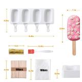 Juome Cake Pop Mold Kit, 8 Cavities Small Cakesicle Molds Silicone with 100 Wooden Sticks & 100 Packaging Bags with Ties, Cake Pop Maker Supplies Accessories, Baking Tools for Home Baking Desserts - R