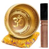 Tibetan Singing Bowl Set â Bronze Master Grade with Pure Tone & Thangka Art â Handmade in Nepal by Himalayan Bazaar (Gold & Yellow) - Retail: $26