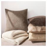 MIULEE Pack of 2 Decorative Throw Pillow Covers Soft Chenille Throw Pillows Solid Neutral Farmhouse Textured Cushion Covers for Couch Sofa Bedroom Living Room 18x18 Inch, Taupe Grey - Retail: $15