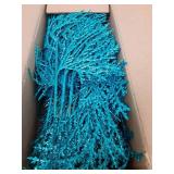 Winlyn 15 Pcs Teal Glitter Artificial Cedar Picks Sprays Christmas Floral Picks Faux Cedar Branches Stems Teal Christmas Tree Picks 15.4\" H for Floral Arrangement Wreath Swag Winter Centerpiece - Ret