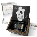 Hcaredee Wooden Music Box for Dad from Daughter,I Will Always be Your Lovely Girl Hand Crank Musical Boxes,My Hero Dad,Gifts for Daddy on Birthday Christmas Father