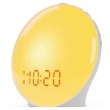 Wake Up Light Sunrise Alarm Clock for Kids, Heavy Sleepers, Bedroom, with Sunrise Simulation, Sleep Aid, Dual Alarms, FM Radio, Snooze, Nightlight, Daylight, 7 Colors, 7 Natural Sounds, Ideal for Gift