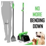 FUSBUNTY Pooper Scooper Swivel Bin & Rake with 100 Waste Bags, Dog Pooper Scooper with Bag Attachment for Large Medium Small Dogs, Poop Scooper with Lid for Lawn Yard Dog Kennel - Retail: $24