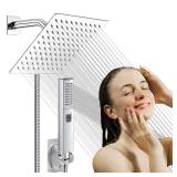 Dual Shower Heads with Handheld Spray Combo, 6\" High Pressure Square Rain Shower Head with Hose 78\" Stainless Steel & 3-Way Diverter, Anti-Clog Nozzles, Ultra Thin Water Saving, Chrome, AWAXFOLO - R