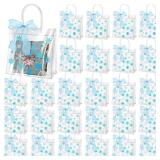 Henoyso 36 Pcs Snowflake Clear Gift Bags Princess Winter Party Favors Bag Valentines Plastic PVC Goodie Candy Treat Tote with Handle Gift Wrapping Supplies, 7.8 x 3.1 in (Blue Snowflakes) - Retail: $2