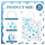 Henoyso 36 Pcs Snowflake Clear Gift Bags Princess Winter Party Favors Bag Valentines Plastic PVC Goodie Candy Treat Tote with Handle Gift Wrapping Supplies, 7.8 x 3.1 in (Blue Snowflakes) - Retail: $2