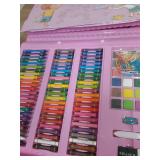 DLUCKY 208 PCS Art Supplies, Drawing Art Kit for Kids Adults Art Set with Double Sided Trifold Easel, Oil Pastels, Crayons, Colored Pencils, Watercolor Pens Gift for Girls Boys Artist,Pink - Retail: $
