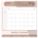Simplified 2025-2026 Monthly Planner and Calendar Book. Runs From October 2025 - December 2026, Monthly Planner 2025-2026 Easy to Organize Your Daily Life, 7\" x 10\", Brown - Retail: $6