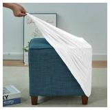 Daunkang Ottoman Cover Square Jacquard Ottoman Slipcover Storage Ottoman Protector Cover for Footrest Foot Stool Stretch with Elastic Bottom Medium White - Retail: $15