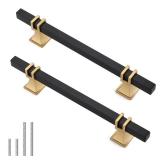 Lepatape 10 Pack 5 Inch Black and Gold Cabinet Pulls Black and Gold Cabinet Handles Kitchen Cabinet Handles Dresser Drawer Pulls Kitchen Cabinet Hardware - Retail: $35