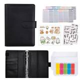 A6 Money Saving Budget Binder Cash Envelopes with Zipper Cash Envelopes(Black-A6)