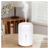 Portable Mini Humidifier, 300ml USB Cool Mist Small Humidifier with Colorful Lights. Perfect for Bedroom, Office, Plants, travel & Car (White) - Retail: $20