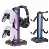 Missing Controller Stand Pieces As Is KDD RGB Headset Stand with 9 Light Modes - Controller Holder for Desk - Rotatable Headphone Stand & Detachable Controller Hook for PC Earphone Accessories(Black) 