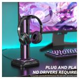 Missing Controller Stand Pieces As Is KDD RGB Headset Stand with 9 Light Modes - Controller Holder for Desk - Rotatable Headphone Stand & Detachable Controller Hook for PC Earphone Accessories(Black) 