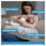 x-vesolje Nursing Pillow, Breastfeeding Pillow with Removable Cover, Ergonomic Breast Feeding Pillow, Baby Feeding Pillow for Mom Easier Breastfeeding- Original Size/Leaves - Retail: $34
